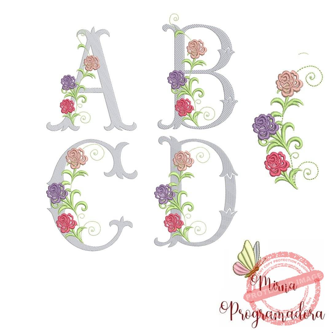 1matriz-de-bordado-alfabeto-flores1.jpg Matriz de Bordado - Alfabeto Flores - Imagem 1