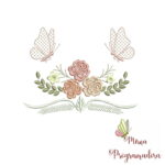 Matriz de Bordado - Moldura Flores Borboletas - Imagem 2