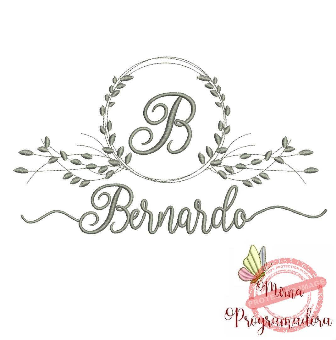 matriz de bordado bernardo Matriz de Bordado Moldura Folha Nome Bernardo - Imagem 1