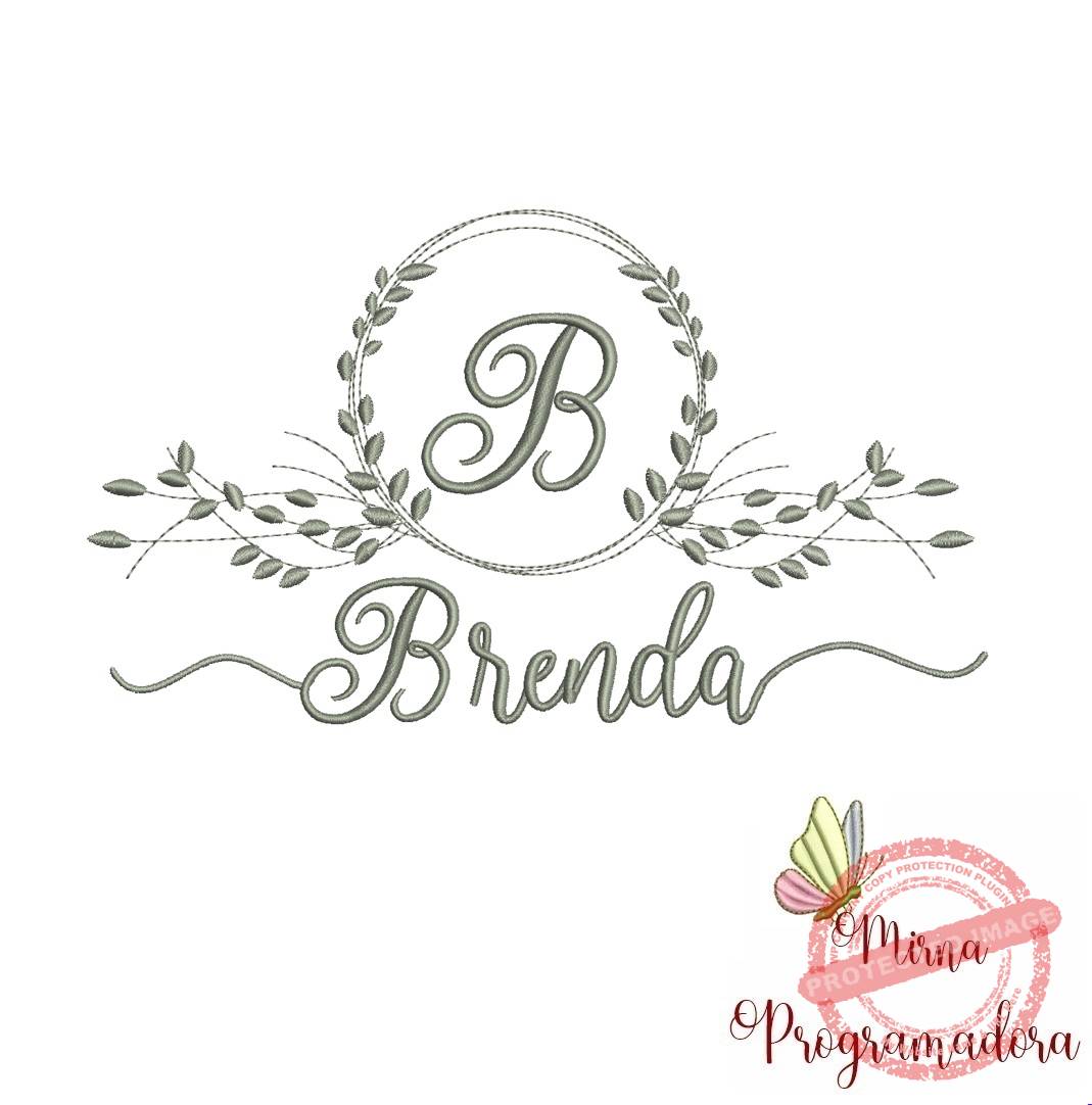 matriz de bordado brenda Matriz de Bordado Moldura Folha Nome Brenda - Imagem 1