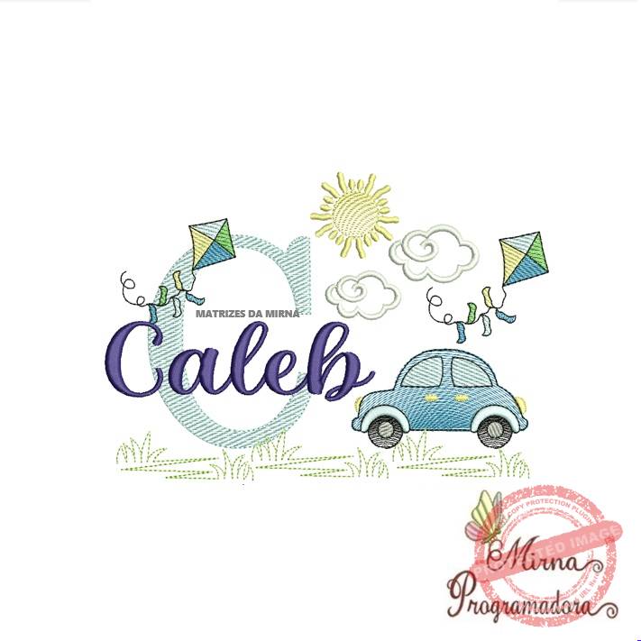 matriz de bordado -cenario-carros-caleb Matriz de Bordado Cenário Carro Nome Caleb - Imagem 1