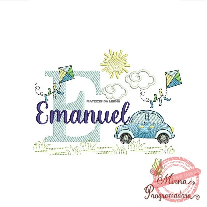 matriz de bordado -cenario-carros-emanuel Matriz de Bordado Cenário Carro Nome Emanuel - Imagem 1