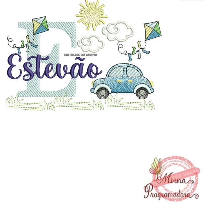 matriz de bordado -cenario-carros-estevao Matriz de Bordado Cenário Carro Nome Estevão - Imagem 1