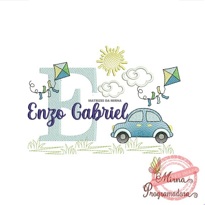 matriz de bordado -cenario-carros-ezo gabriel Matriz de Bordado Cenário Carro Nome Ezo Gabriel - Imagem 1