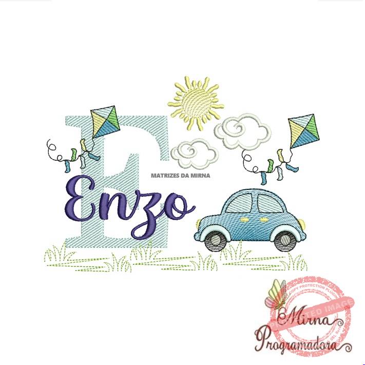 matriz de bordado -cenario-carros-ezo Matriz de Bordado Cenário Carro Nome Enzo - Imagem 1