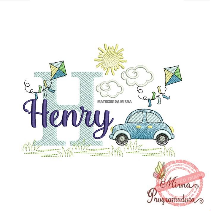 matriz de bordado -cenario-carros-henry Matriz de Bordado Cenário Carro Nome Henry - Imagem 1