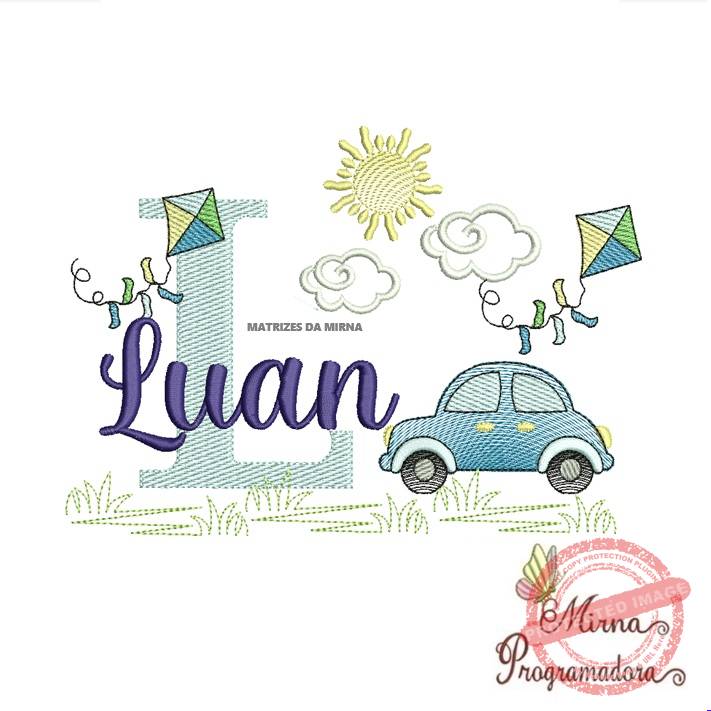 matriz de bordado -cenario-carros-luan Matriz de Bordado Cenário Carro Nome Luan - Imagem 1