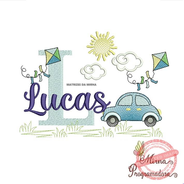 matriz de bordado -cenario-carros-lucas Matriz de Bordado Cenário Carro Nome Lucas - Imagem 1