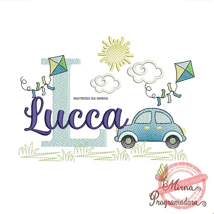 matriz de bordado -cenario-carros-lucca Matriz de Bordado Cenário Carro Nome Lucca - Imagem 1