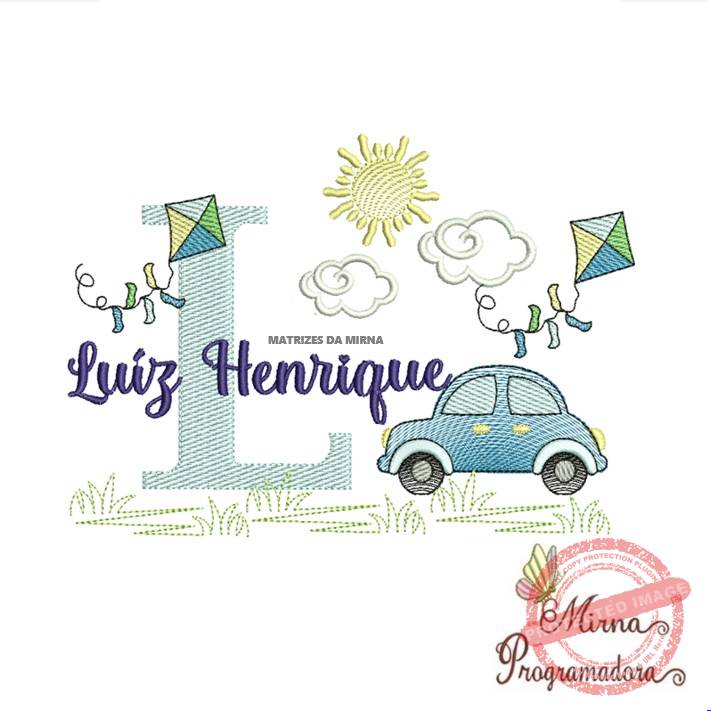 matriz de bordado -cenario-carros-luiz henrique Matriz de Bordado Cenário Carro Nome Luíz Henrique - Imagem 1