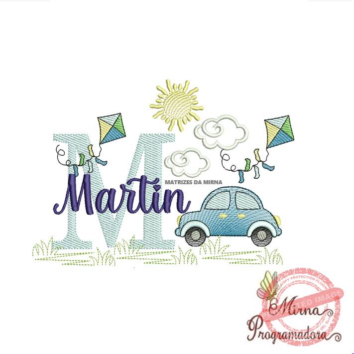 matriz de bordado -cenario-carros-martin Matriz de Bordado Cenário Carro Nome Martin - Imagem 1