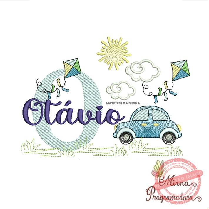 matriz de bordado -cenario-carros-otavio Matriz de Bordado Cenário Carro Nome Otávio - Imagem 1