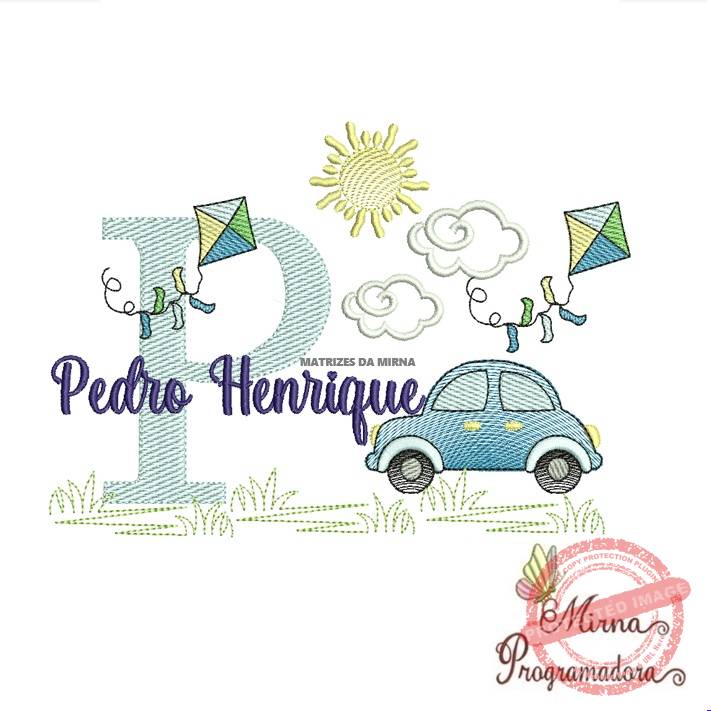 matriz de bordado -cenario-carros-paulo henrique Matriz de Bordado Cenário Carro Nome Pedro Henrique - Imagem 1