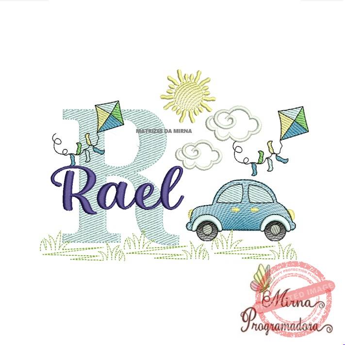 matriz de bordado -cenario-carros-rael Matriz de Bordado Cenário Carro Nome Rael - Imagem 1