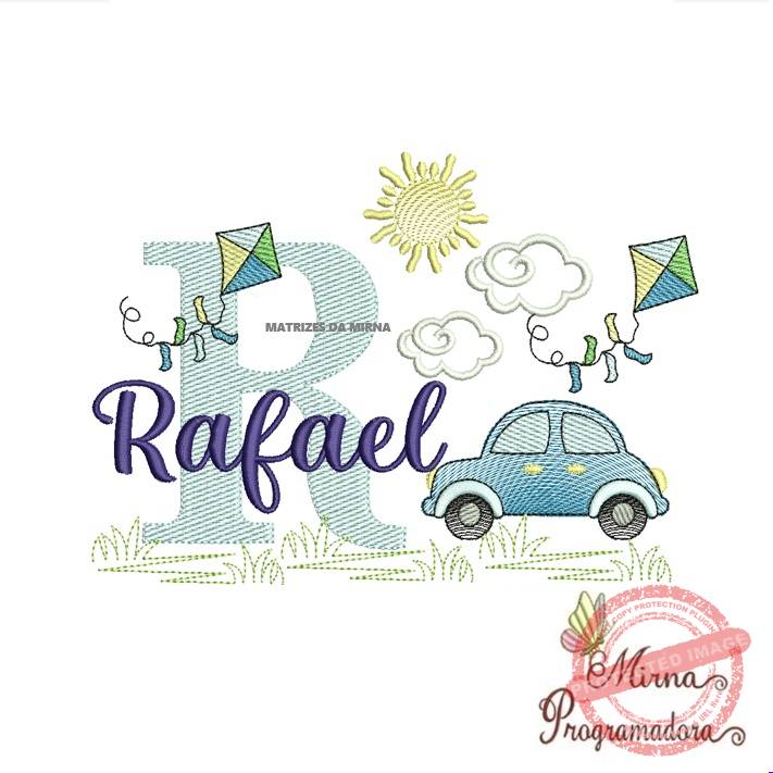 matriz de bordado -cenario-carros-rafael Matriz de Bordado Cenário Carro Nome Rafael - Imagem 1