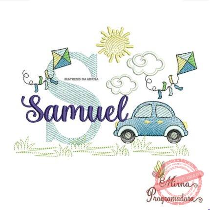 Matriz de Bordado Cenário Carro Nome Samuel