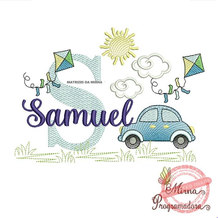 matriz de bordado -cenario-carros-samuel Matriz de Bordado Cenário Carro Nome Samuel - Imagem 1