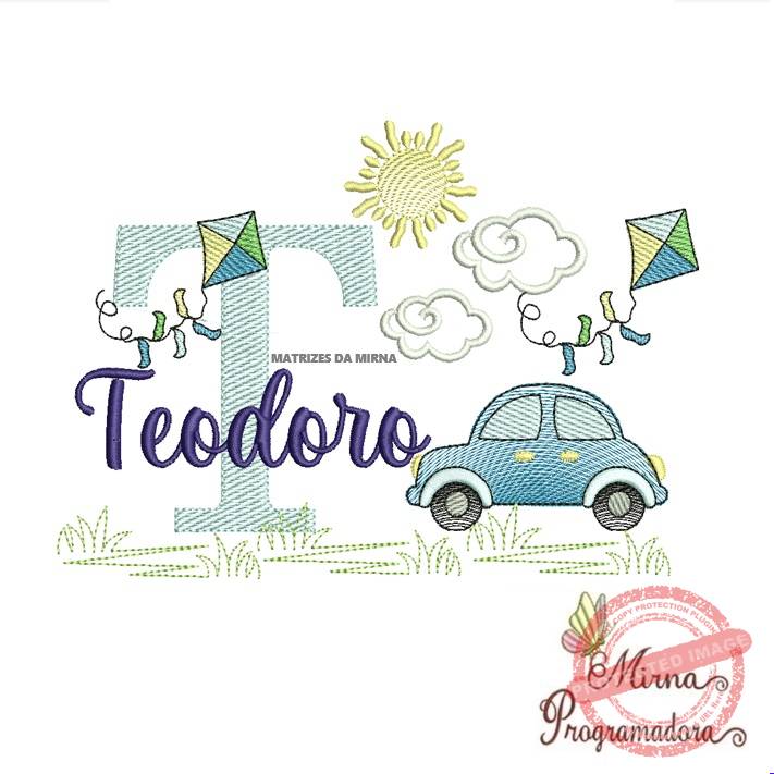 matriz de bordado -cenario-carros-teodoro Matriz de Bordado Cenário Carro Nome Teodoro - Imagem 1