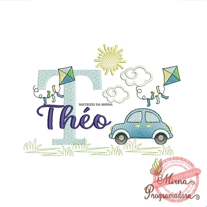 matriz de bordado -cenario-carros-theo Matriz de Bordado Cenário Carro Nome Théo - Imagem 1