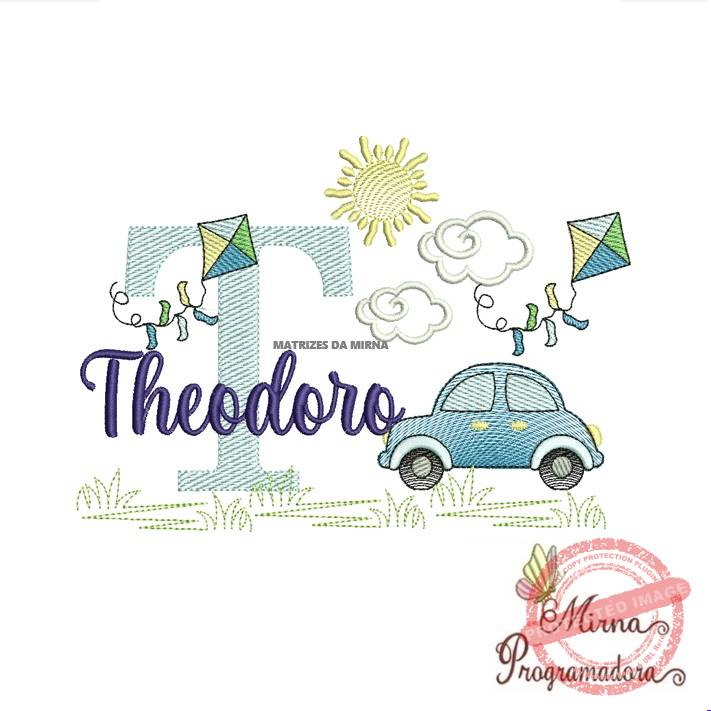 matriz de bordado -cenario-carros-theodoro Matriz de Bordado Cenário Carro Nome Theodoro - Imagem 1