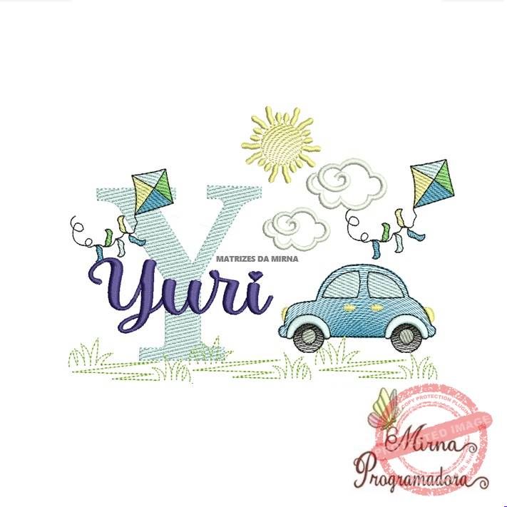 matriz de bordado -cenario-carros-yuri Matriz de Bordado Cenário Carro Nome Yuri - Imagem 1