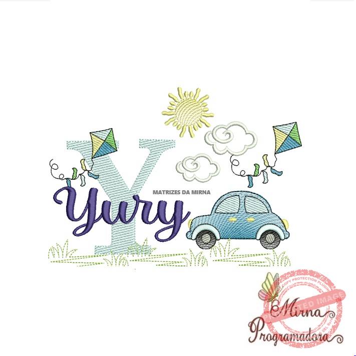 matriz de bordado -cenario-carros-yury Matriz de Bordado Cenário Carro Nome Yury - Imagem 1