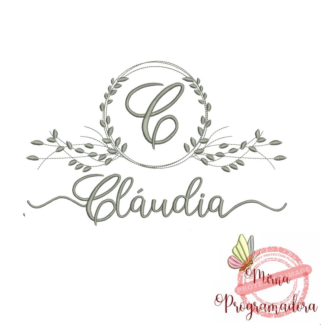 matriz de bordado claudia Matriz de Bordado Moldura Folha Nome Cláudia - Imagem 1