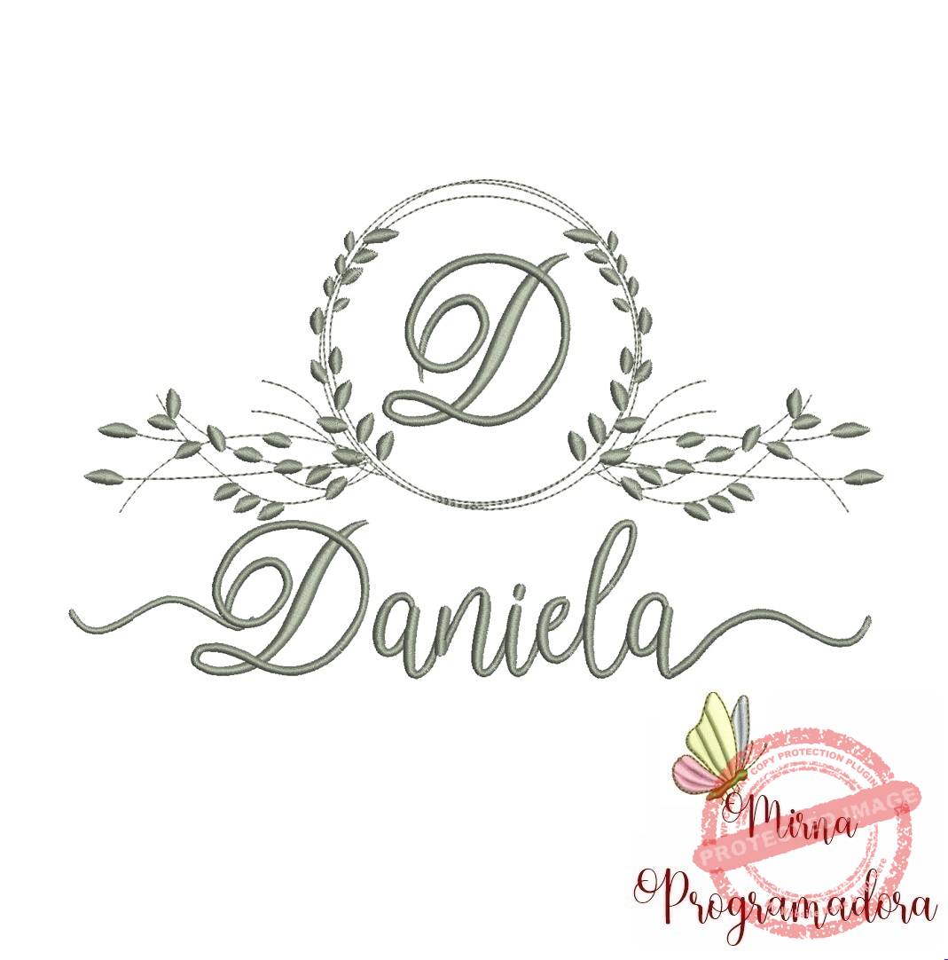 matriz de bordado daniela Matriz de Bordado Moldura Folha Nome Daniela - Imagem 1