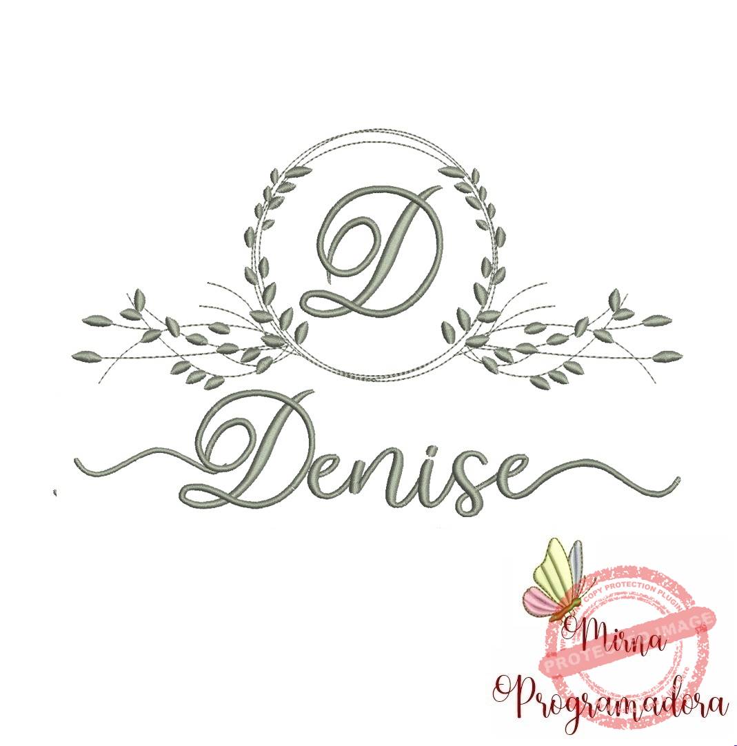 matriz de bordado denise Matriz de Bordado Moldura Folha Nome Denise - Imagem 1