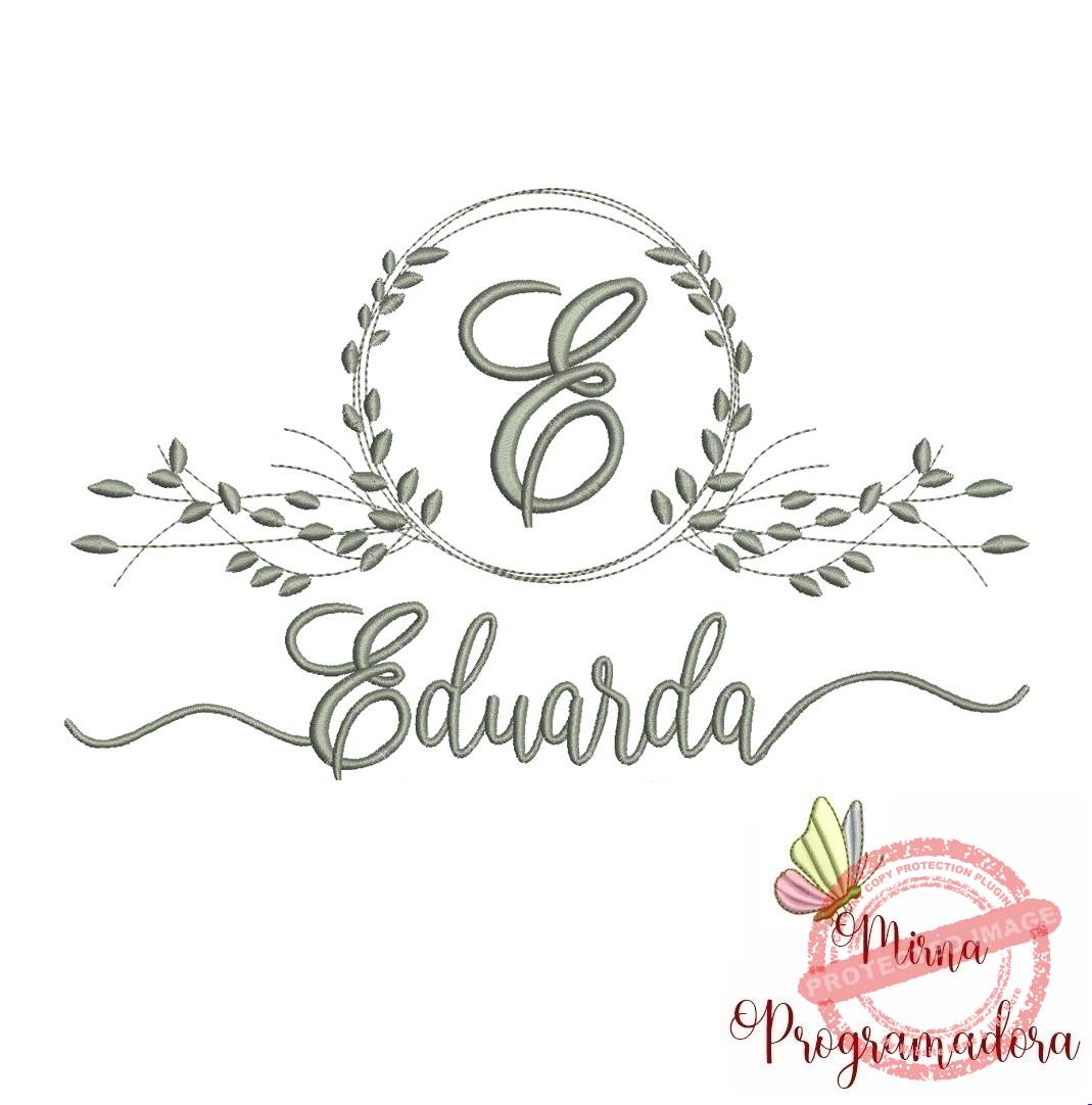 matriz de bordado eduarda Matriz de Bordado Moldura Folha Nome Eduarda - Imagem 1