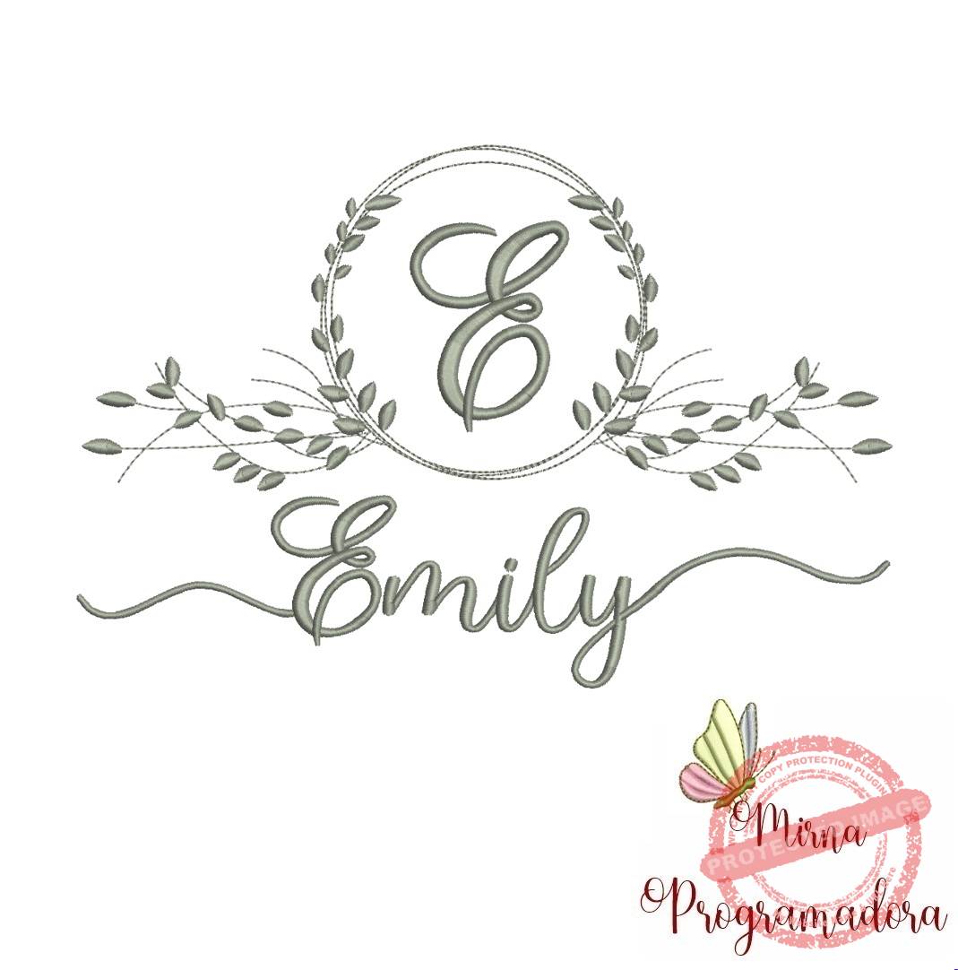 matriz de bordado emily Matriz de Bordado Moldura Folha Emily - Imagem 1