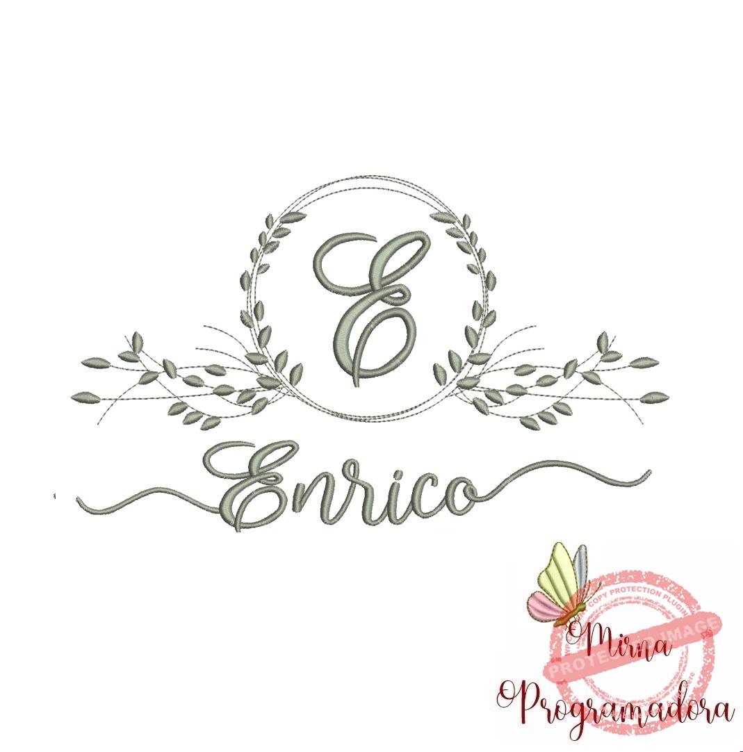 matriz de bordado enrico Matriz de Bordado Moldura Folha Enrico - Imagem 1