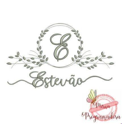 Matriz de Bordado Moldura Folha Estevão