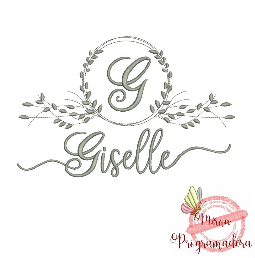 matriz de bordado giselle Matriz de Bordado Moldura Folha Giselle - Imagem 1