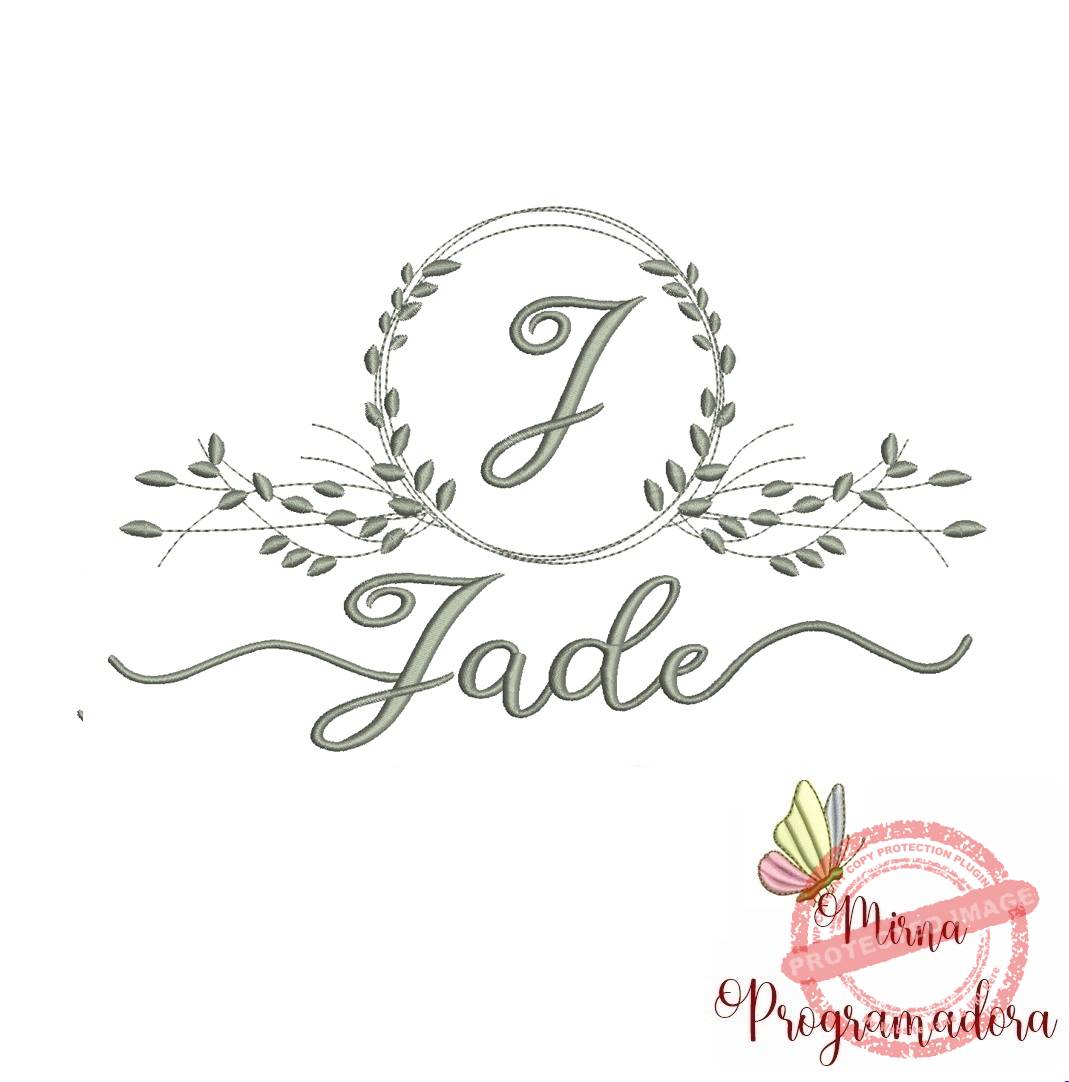 matriz de bordado jade Matriz de Bordado Moldura Folha Jade - Imagem 1