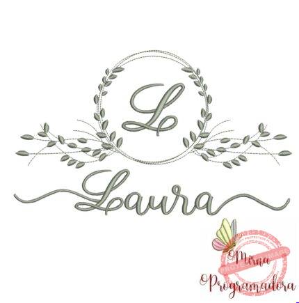 Matriz de Bordado Moldura Folha Laura