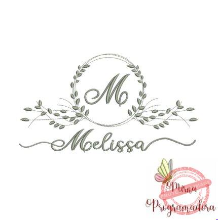 Matriz de Bordado Moldura Folha Melissa