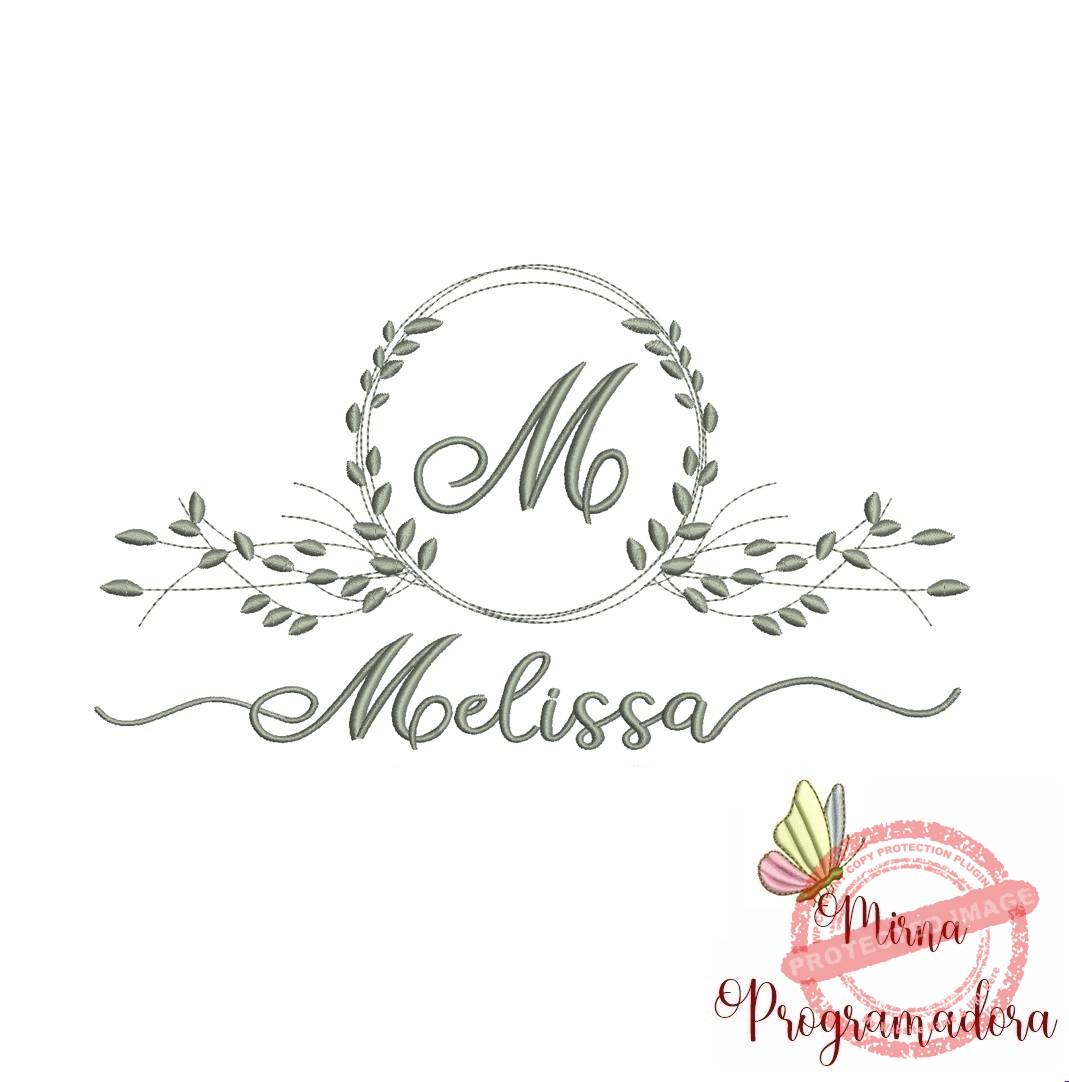 matriz de bordado melissa Matriz de Bordado Moldura Folha Melissa - Imagem 1