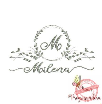 Matriz de Bordado Moldura Folha Milena
