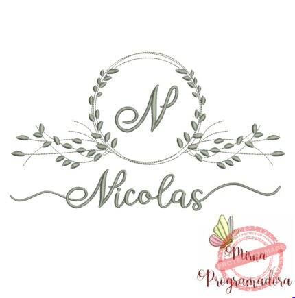 Matriz de Bordado Moldura Folha Nicolas