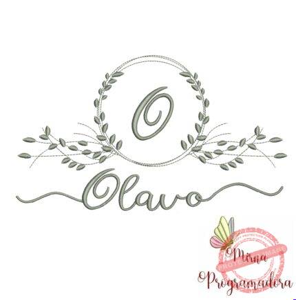 Matriz de Bordado Moldura Folha Olavo
