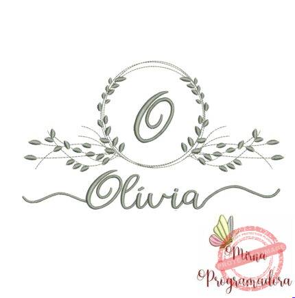 Matriz de Bordado Moldura Folha Olívia