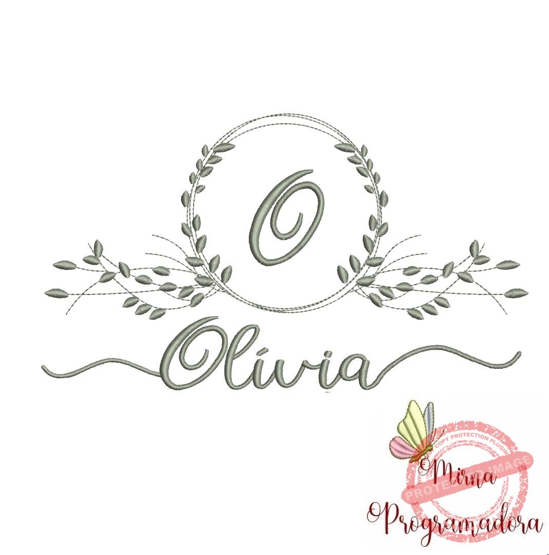 matriz de bordado olivia Matriz de Bordado Moldura Folha Olívia - Imagem 1