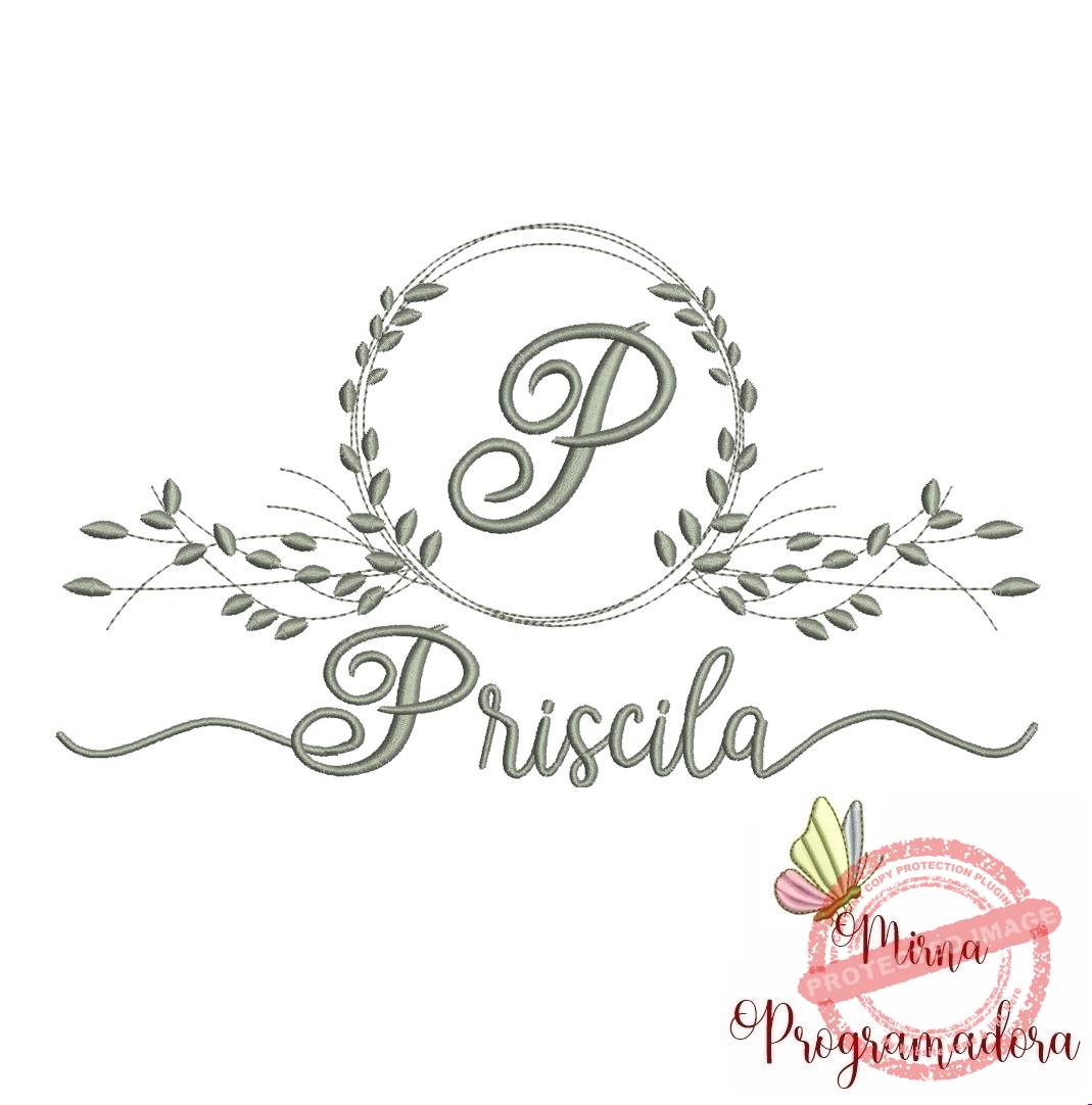 matriz de bordado priscila Matriz de Bordado Moldura Folha Priscila - Imagem 1