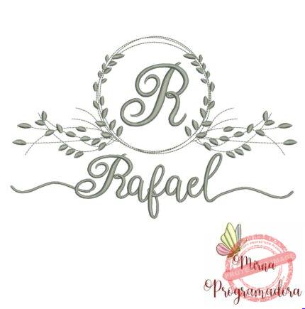 Matriz de Bordado Moldura Folha Rafael