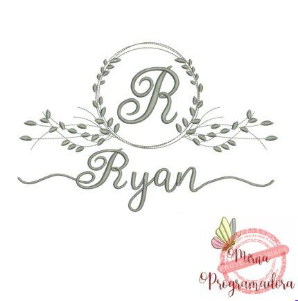 Matriz de Bordado Moldura Folha Ryan
