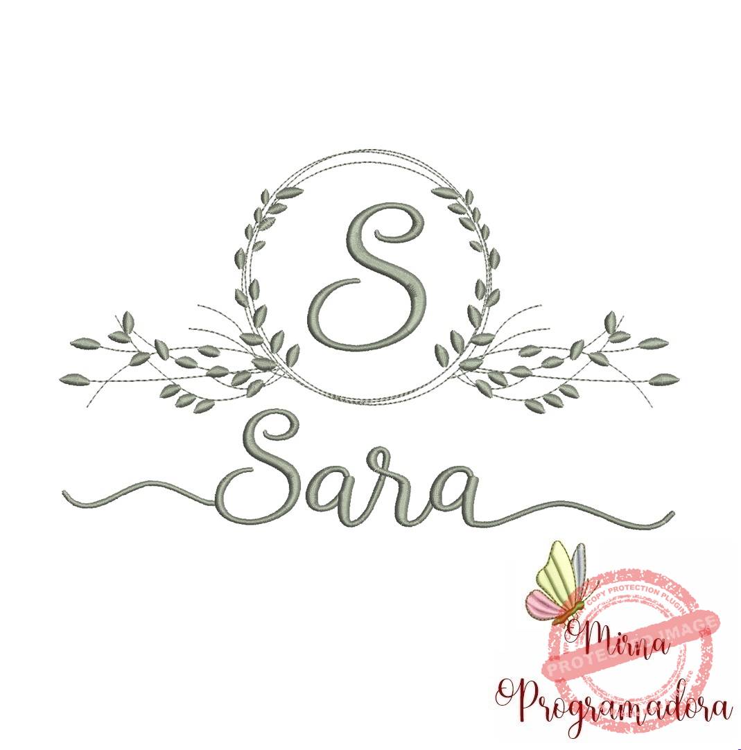 matriz de bordado sara Matriz de Bordado Moldura Folha Sara - Imagem 1