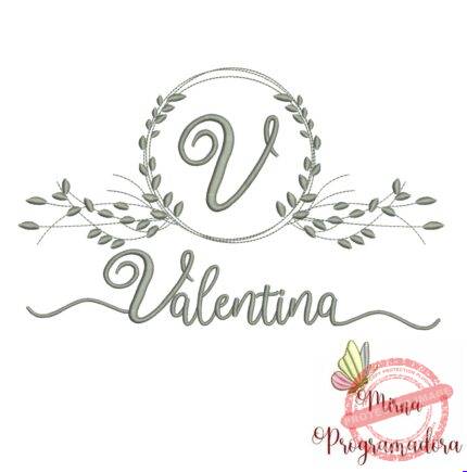 Matriz de Bordado Moldura Folha Valentina