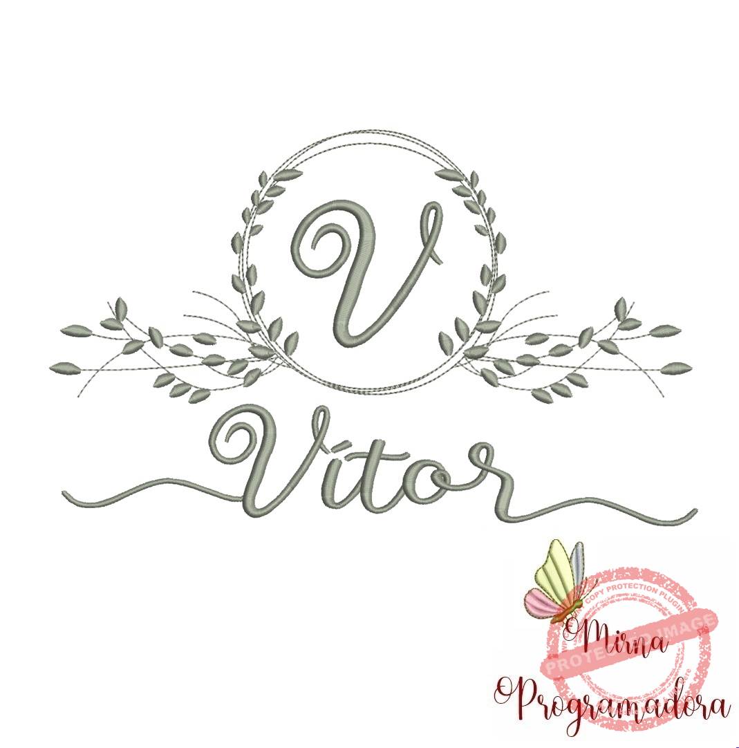 matriz de bordado vitor Matriz de Bordado Moldura Folha Vítor - Imagem 1