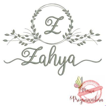 Matriz de Bordado Moldura Folha Zahya